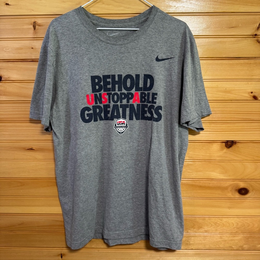 Nike Gray USA Basketball Graphic Tee Large Regular Fit